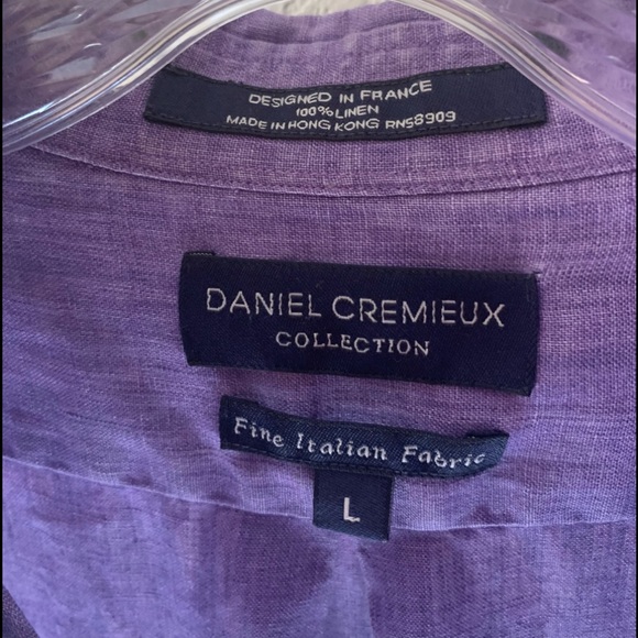 DANIEL CREMIEUX Purple Italian Linen Shirt  Large - Picture 2 of 8